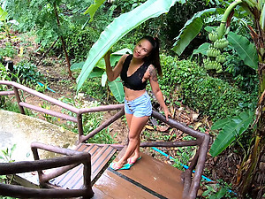 Tyro Asian old hat modern hardcore blowjob with an increment of making love around a seashore cabana