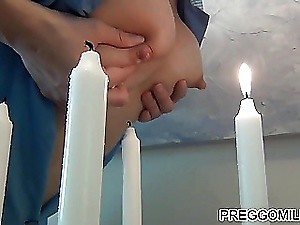 lactation bungler milf smouldering candles in all directions breastmilk